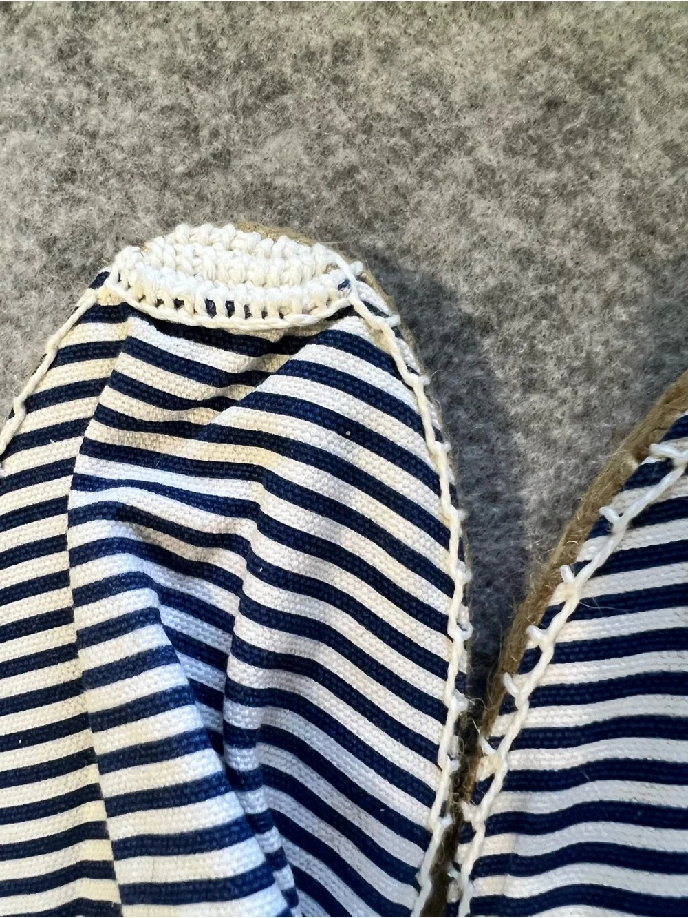 Striped Blue and White Espadrille Slip-Ons - Women